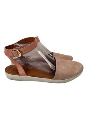 FitFlop Cova Closed Toe Suede Comfort Sandals Blush Pink Ankle Strap Womens 10